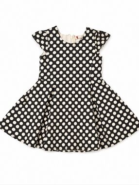 Ottega Bambini Girls Black and White Polka Dot Fit-and-Flare Dress Size: 3T